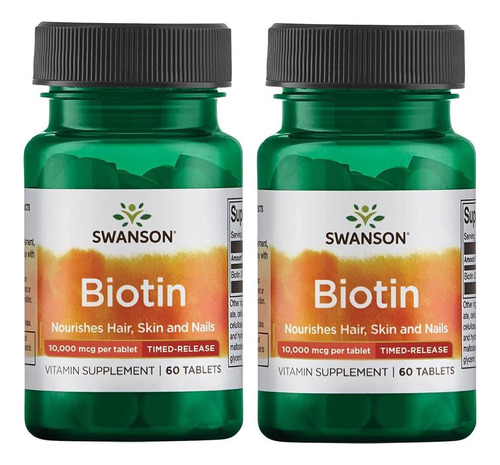 Swanson Biotina - Liberação Cronometrada 10.000 Mcg 60 Guias