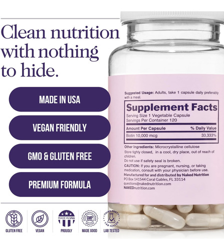 Biotina 10.000mcg Suplemento Vitamina B7 De Uso Diário - Imagem 5