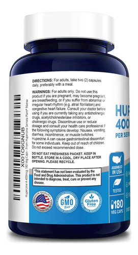 Nusapure Huperzine A 400mcg 180 Cápsulas Vegetais (vegetaria - Imagem 2