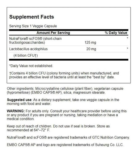 Swanson Prolacto Acidophilus 4 Bilhões De Cápsulas De Veg 60 - Imagem 2