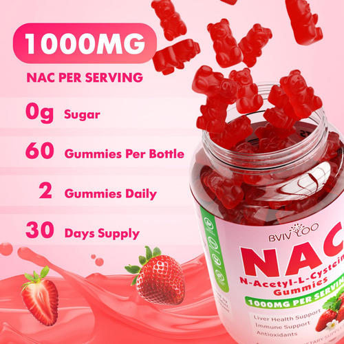 Suplemento Bvivloo N-acetilcisteína 1000 Mg De Goma Sem Açúc - Imagem 6