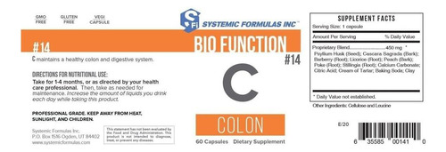 Fórmulas Sistêmicas Bio Function C Colon - 14 60 Cápsulas. - Imagem 3