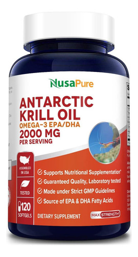 Óleo De Krill Antártico 2000 Mg 120 Cápsulas Macias