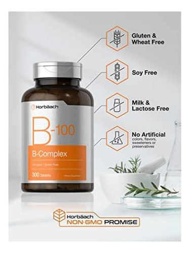 Vitamina B-100 Horbäach Com Alta Potência 300 Comprimidos - Imagem 4