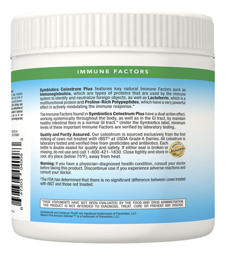 Suplemento Symbiotics Colostrum Plus Powder 638 G De Imunid - Imagem 3