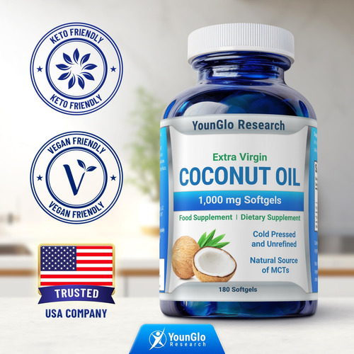 Cápsulas De Óleo De Coco Younglo Research 1000 Mg 180 Cápsul - Imagem 6