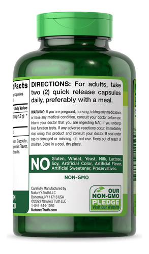 Suplemento Nature"s Truth N-acetilcisteína 1.200 Mg 200 - Imagem 7