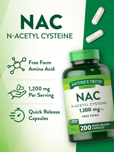 Suplemento Nature"s Truth N-acetilcisteína 1.200 Mg 200 - Imagem 5