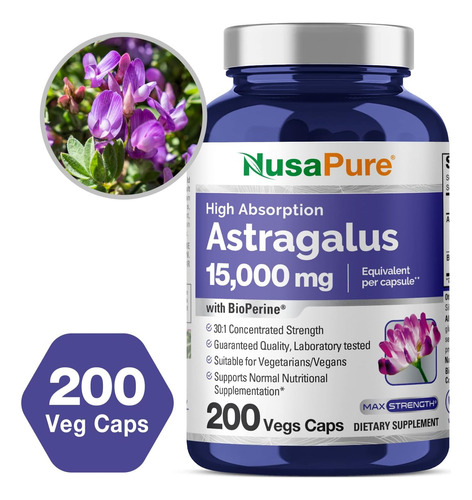 Nusapure Astrágalo 15.000 Mg Por Cápsula 200 Cápsulas - Imagem 4