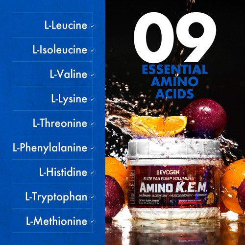 Suplemento Evogen Amino Kem Elite Eaa Pump Volumizer 30 Serv - Imagem 6