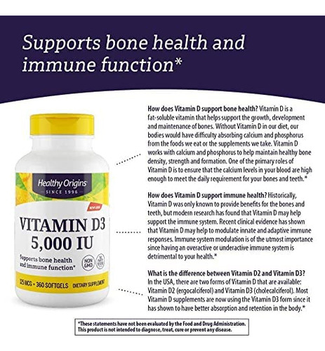 Vitamina D3 Saudável 5.000 Ui (sem Ogm Potência Suporte Ó - Imagem 7