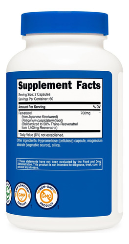Nutricost Resveratrol 700 Mg 120 Cápsulas Veganas - Imagem 5