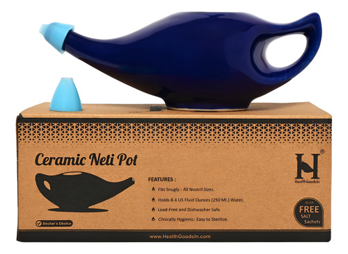 Healthgoodsin Ceramic Neti Pot Lava -louças Seguro Premium