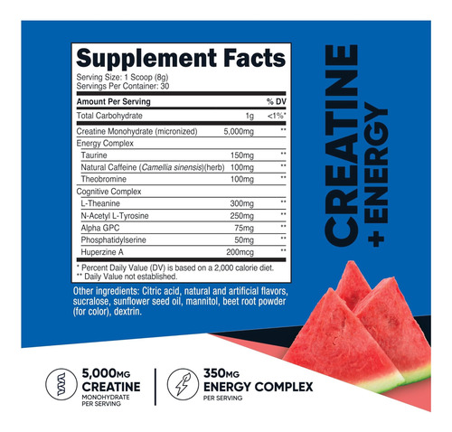 Creatina Do Nutricost + Energia 30 Porções (sabor De 5000 + - Imagem 2