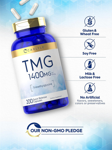 Suplemento Carlyle Tmg 1400mg 200 Cápsulas De Trimetilglic - Imagem 4