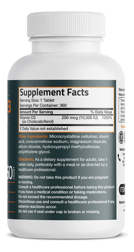 Suprimento De 10 Anos De Vitamina D3 Bronson 10.000 Ui (250 - Imagem 2
