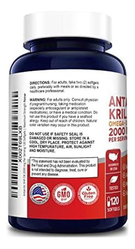 Óleo De Krill Antártico 2000 Mg 120 Cápsulas Macias - Imagem 3