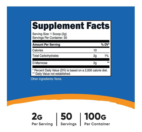 Nutricost D-manose Em Pó 100 Gramas (50 Porções) - Não Ogm E - Imagem 2