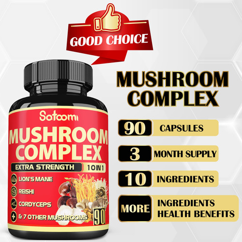 Suplemento Satoomi Mushroom Complex 10 Em 1 90 Cápsulas - Imagem 6