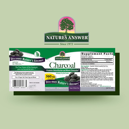 Suplemento Nature"s Answer Carvão Ativado 560mg 90 Cápsulas - Imagem 2