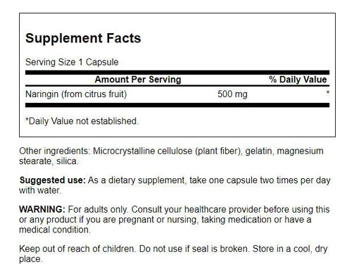 Suplemento Swanson Naringin 500 Mg 60 Cápsulas (pacote Com 4 - Imagem 2