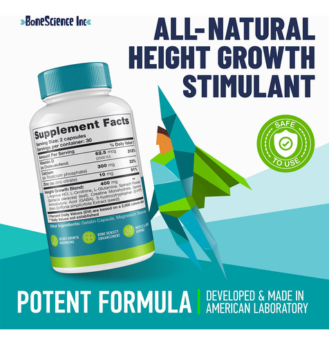 Height Growth Maximizer Bonescience Inc Para Adultos E Crian - Imagem 2