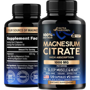 Cápsulas De Citrato De Magnésio 1000mg Suplemento De Al...