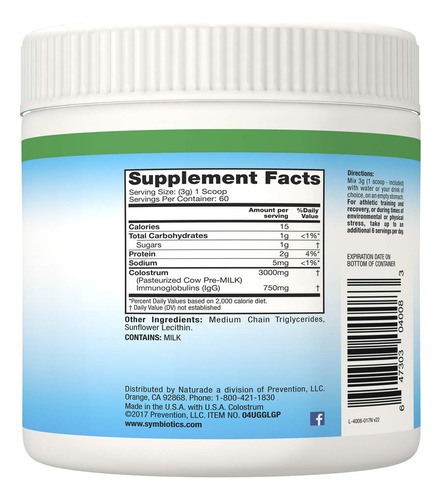 Suplemento Symbiotics Colostrum Plus Powder 638 G De Imunid - Imagem 2