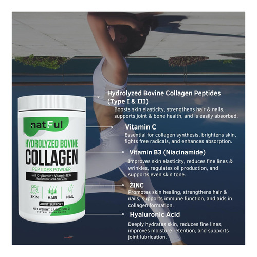 Pó De Peptídeos De Colágeno Natura Colágeno Bovino Com C E - Imagem 7