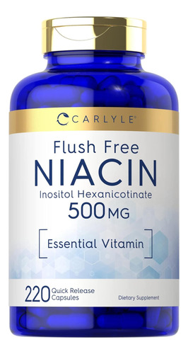 Carlyle Niacin Flush Free 500mg 220 Cápsulas Vitamina Es