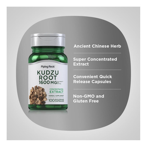 Extrato De Raiz De Piping Rock Kudzu 1600mg 100 Cápsulas - Imagem 4