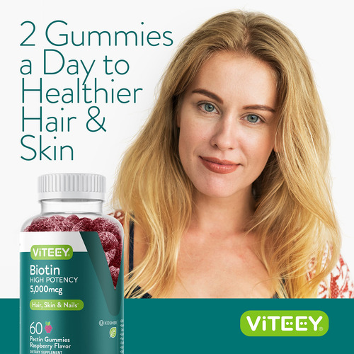 Gomas De Biotina Viteey 5.000 Mcg Para Cabelo Pele E Unhas - Imagem 6