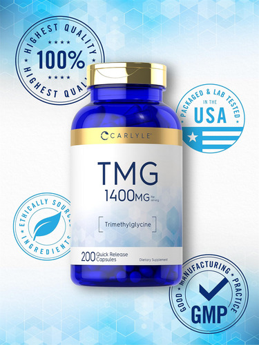 Suplemento Carlyle Tmg 1400mg 200 Cápsulas De Trimetilglic - Imagem 5
