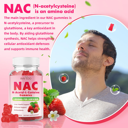 Suplemento Bvivloo N-acetilcisteína 1000 Mg De Goma Sem Açúc - Imagem 4