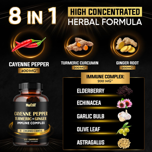 Suplementos Nuqiit Cápsulas De Pimenta Caiena Orgânicas 210 - Imagem 2
