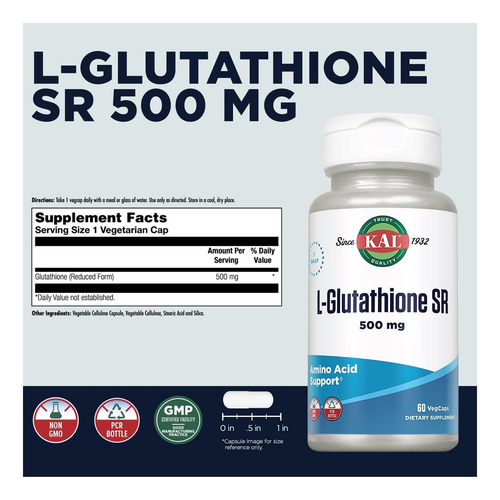 Kal L-glutationa Sr Suplemento De Glutationa Reduzida Supl - Imagem 2