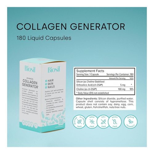 Biosil Collagen Generator - 180 Cápsulas Líquidas - Com Comp - Imagem 2