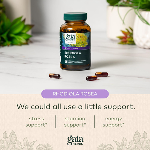 Suplemento Gaia Herbs Rhodiola Rosea Stress Support 60 Cápsu - Imagem 5