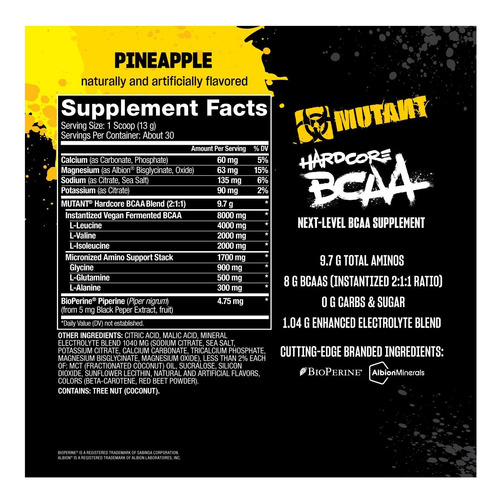 Bcaa Hardcore Mutante Pré Intra Ou Pós -treino Bcaa De De + - Imagem 5