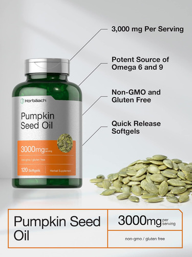 Óleo De Semente De Abóbora Horbäach 3000mg 120 Cápsulas - Imagem 3