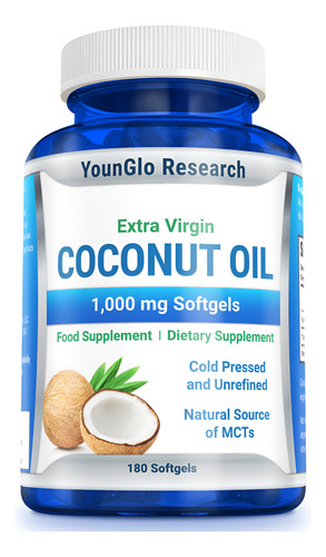 Cápsulas De Óleo De Coco Younglo Research 1000 Mg 180 Cápsul