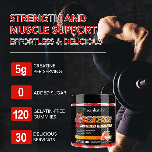 Gomas De Creatina Para Homens E Mulheres 120 Unid 5000 Mg - Imagem 2