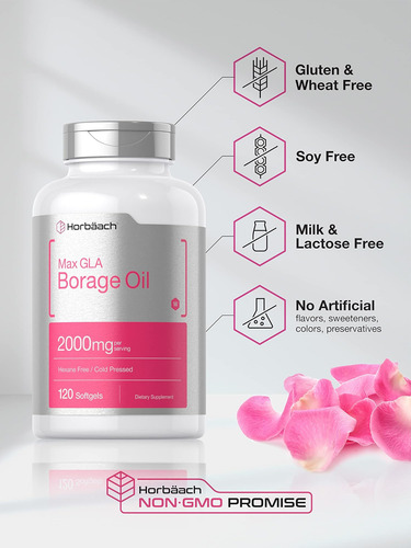 Cápsulas De Óleo De Borragem Horbäach 2000 Mg 120 Softgels - Imagem 4