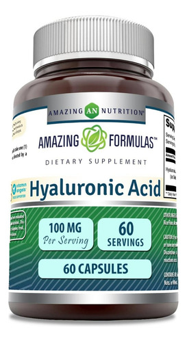 Amazing Nutrition Ácido Hialurônico 100mg 60 Cápsulas