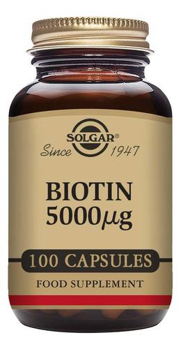 Suplemento De Biotina Solgar 5000mcg 100 Cápsulas Vegetais P