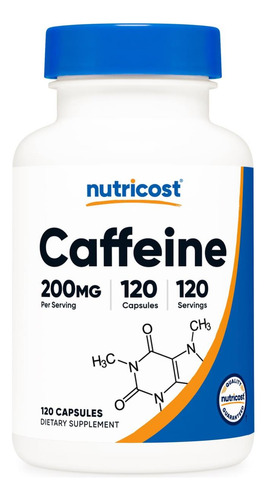 Pílulas De Cafeína De Nutricost 200mg 120 Cápsulas - Sem Gl