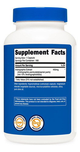 Extrato Nutricost Andrographis 450mg 180 Cápsulas Vegetaria - Imagem 5