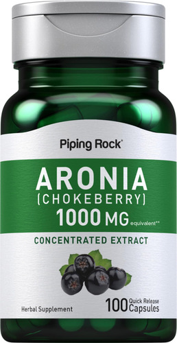 Suplemento Piping Rock Aronia Berry Capsules 1000 Mg 100 Com