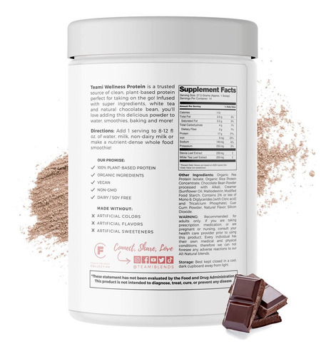 Teami Wellness Vegan Protein Powder - Ingredientes Orgânicos - Imagem 2