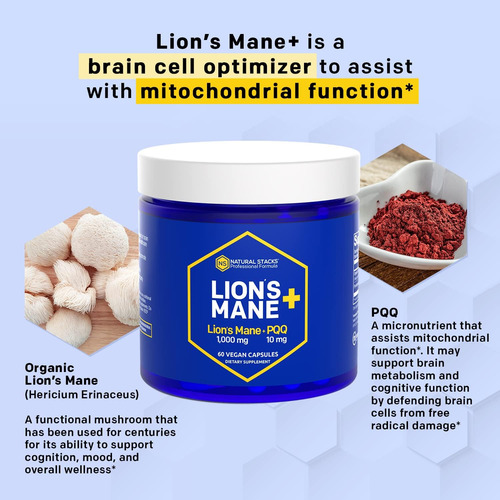 Natural Stacks Organic Lions Mane 1000mg Com Pqq 10mg - Otim - Imagem 5